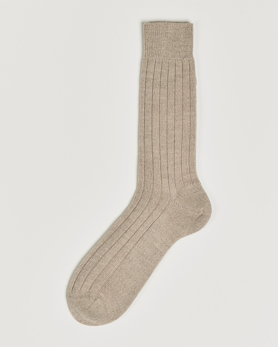 Herr | Underkläder | Bresciani | Wool/Nylon Heavy Ribbed Socks Beige