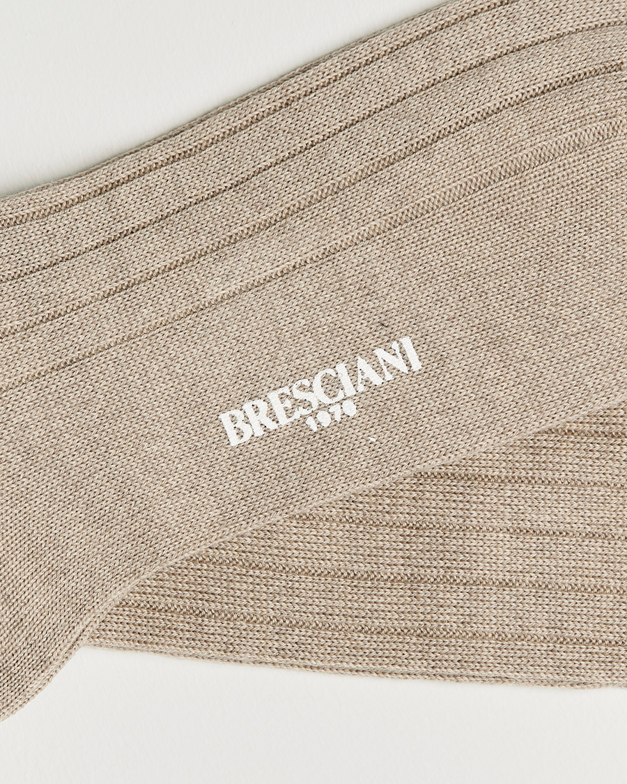 Herr | Underkläder | Bresciani | Wool/Nylon Heavy Ribbed Socks Beige