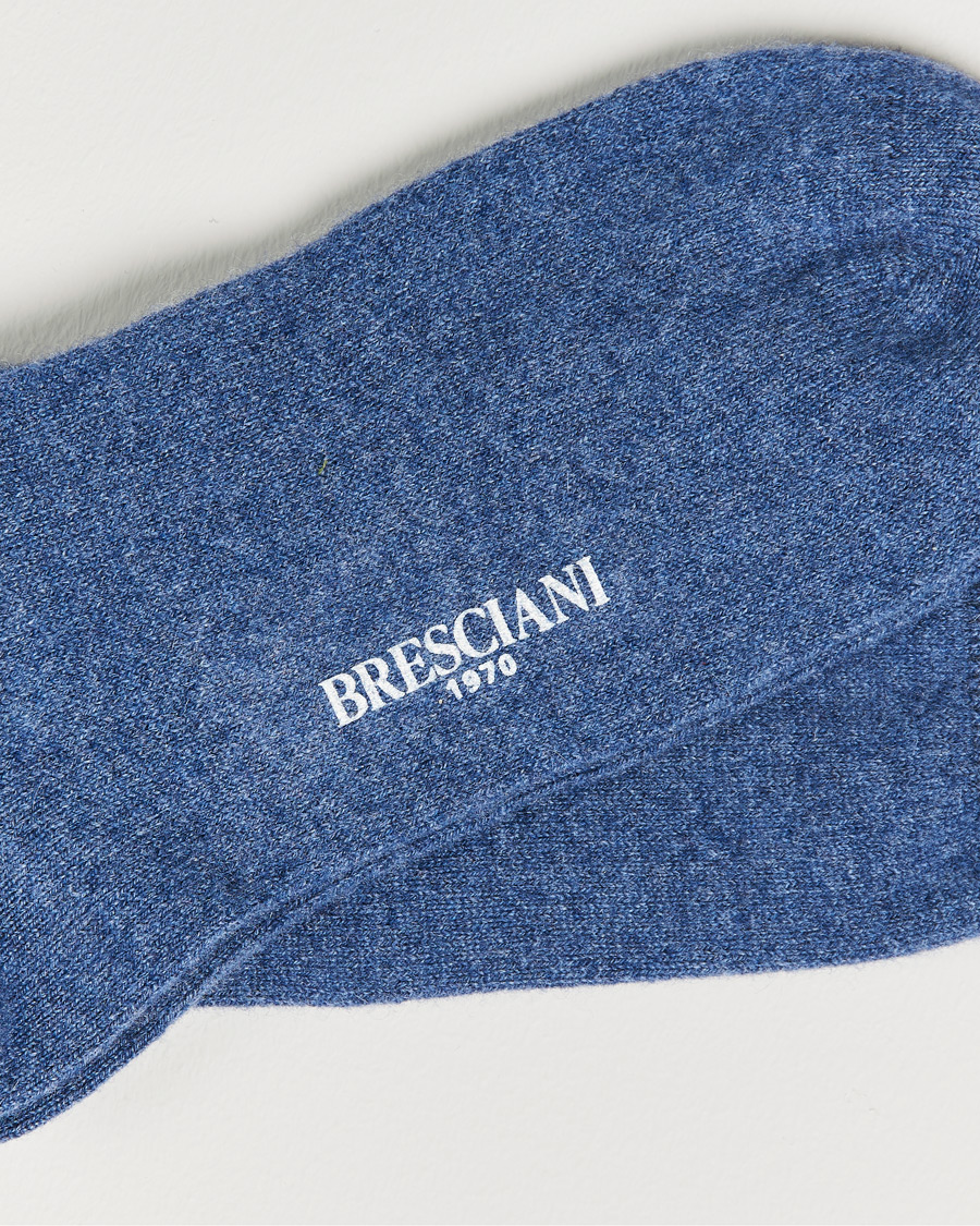 Herr | Underkläder | Bresciani | Pure Cashmere Socks Blue Melange