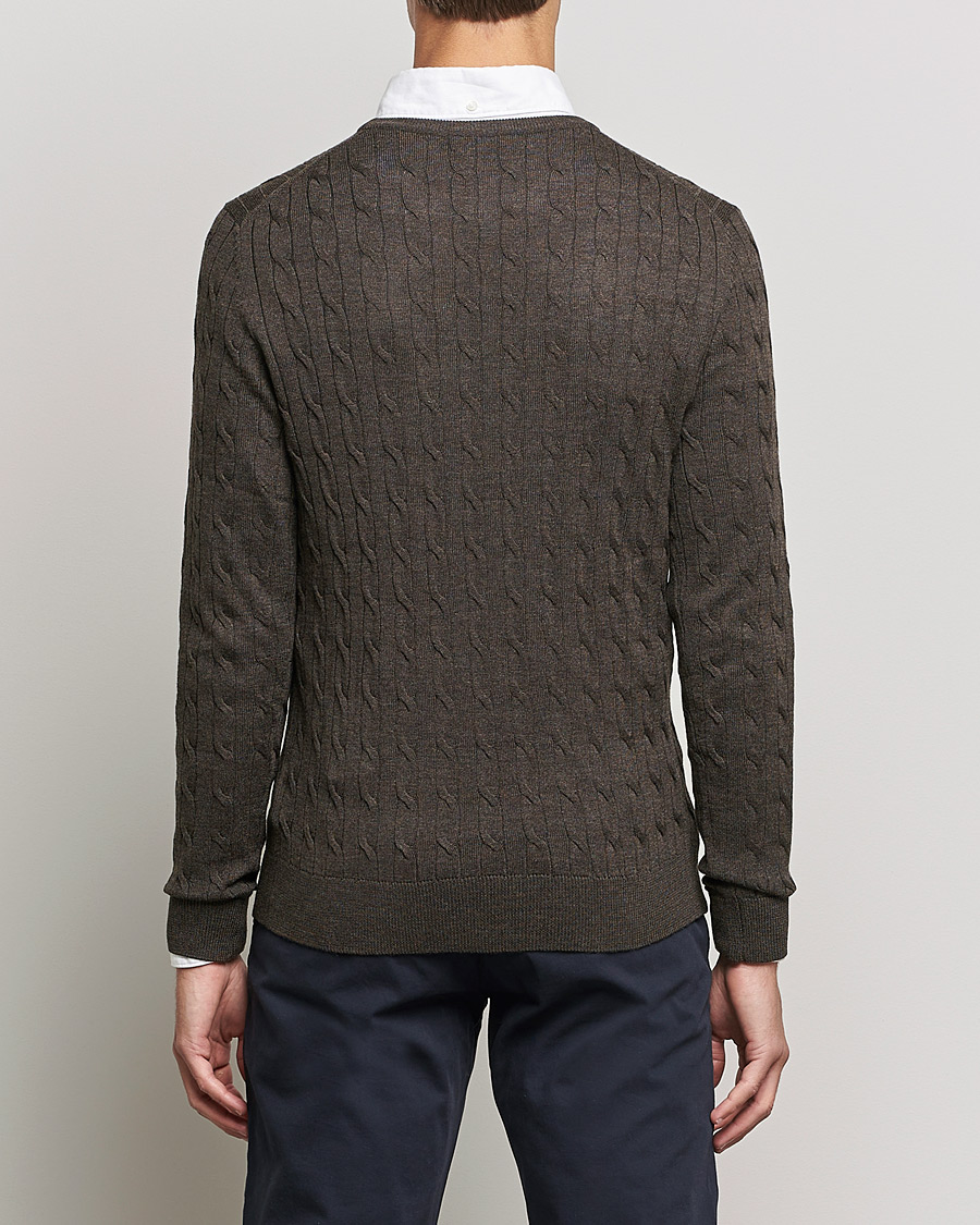 Herr | Tröjor | Morris | Merino Cable Crew Neck Dark Brown