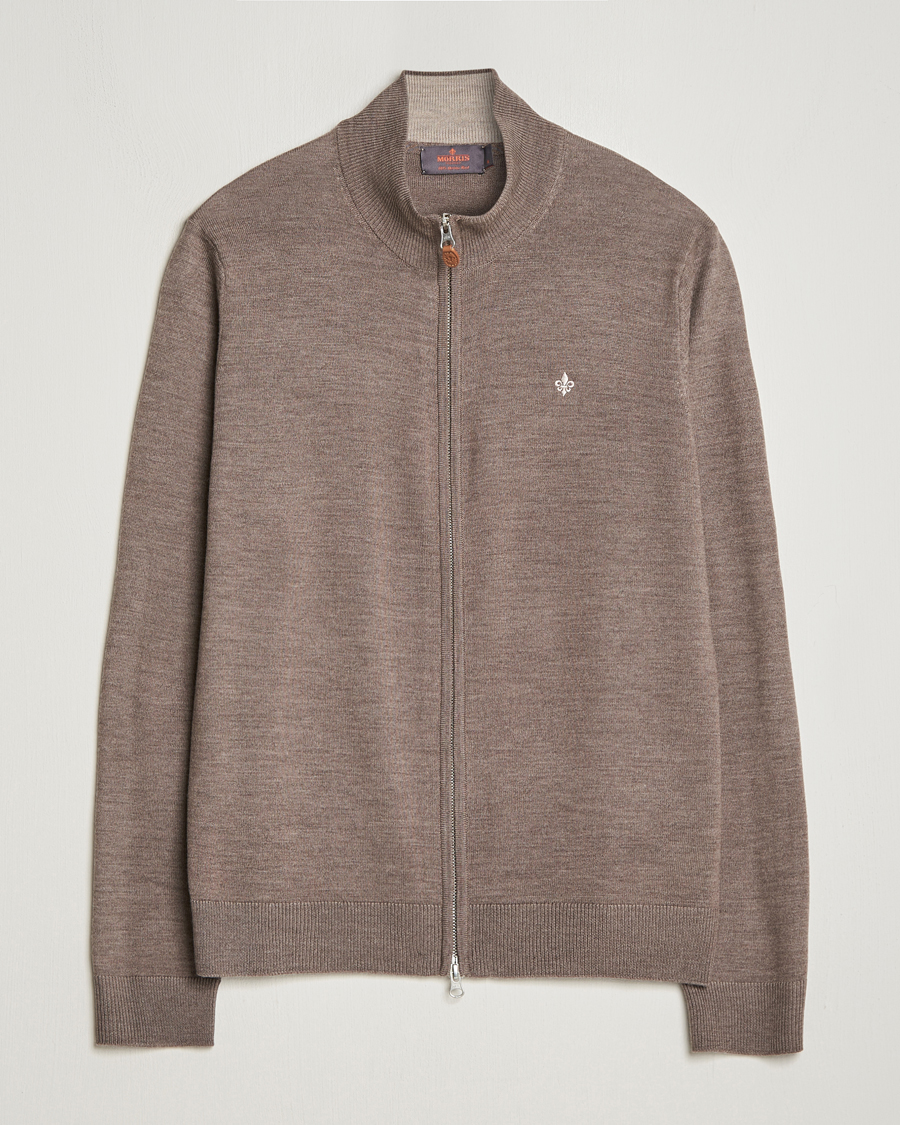 Herr | Tröjor | Morris | Merino Zip Cardigan Brown