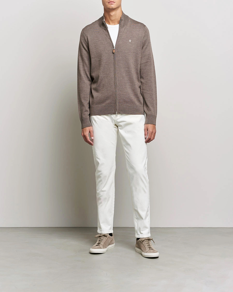 Herr | Tröjor | Morris | Merino Zip Cardigan Brown