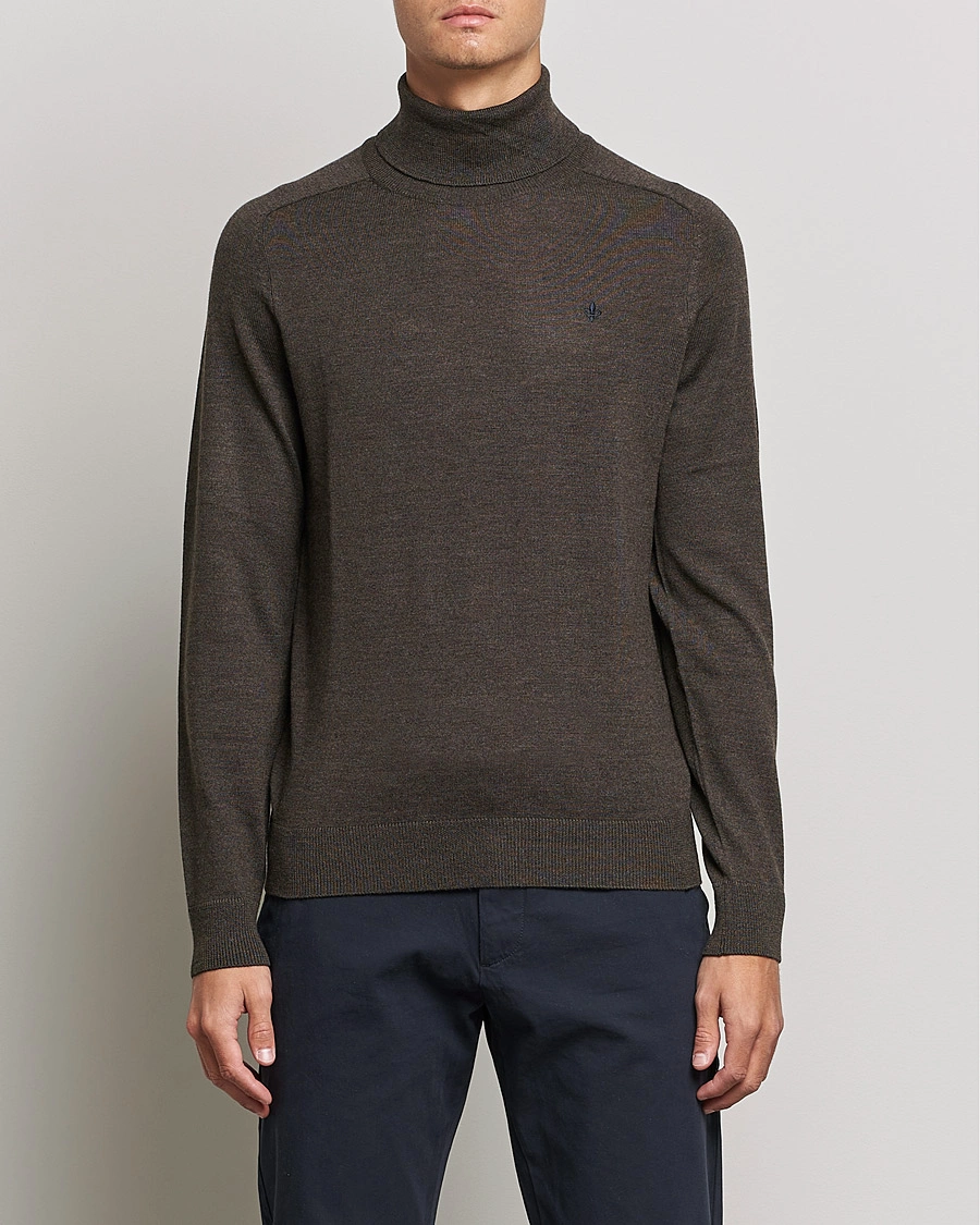 Herr | Tröjor | Morris | Merino Rollneck Dark Brown Melange