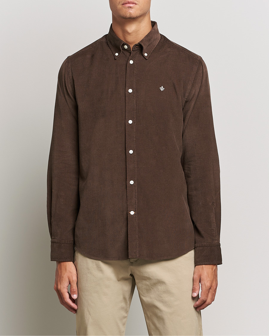 Herr | Skjortor | Morris | Douglas Corduroy Button Down Shirt Dark Brown