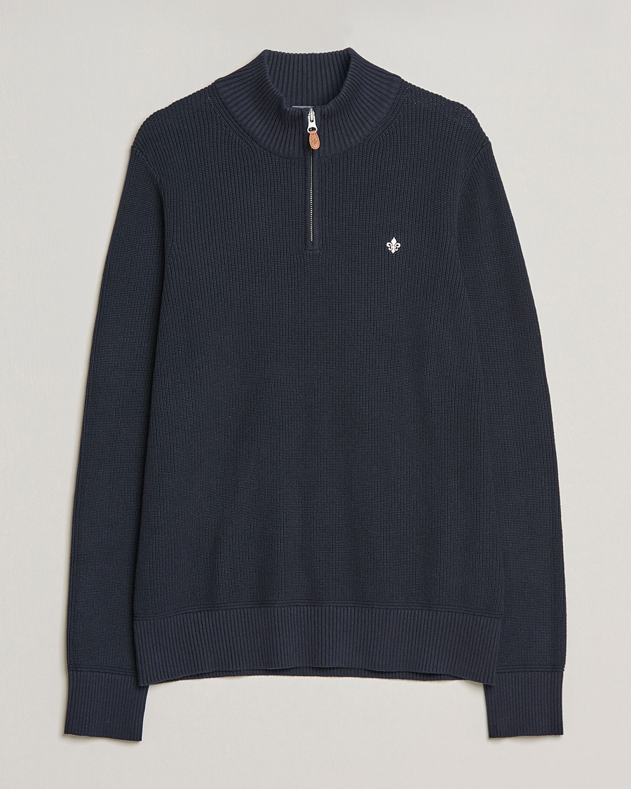 Herr | Tröjor | Morris | Bernard Cotton Half Zip Blue