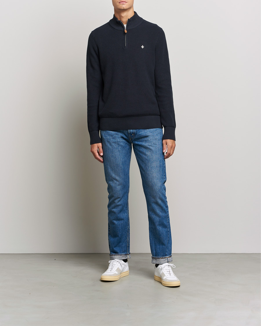 Herr | Tröjor | Morris | Bernard Cotton Half Zip Blue