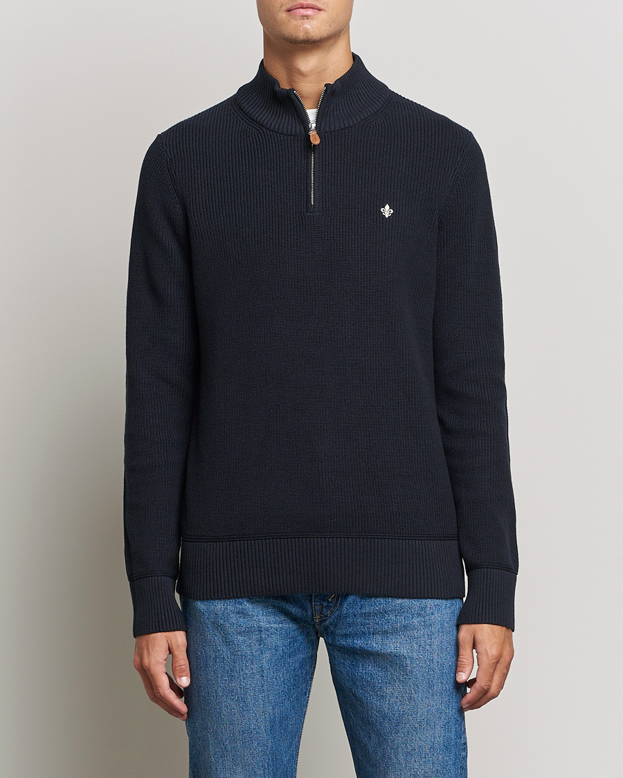 Herr | Tröjor | Morris | Bernard Cotton Half Zip Blue