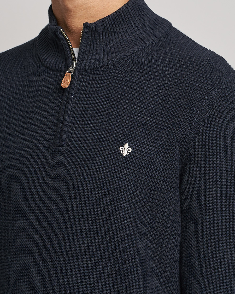 Herr | Tröjor | Morris | Bernard Cotton Half Zip Blue