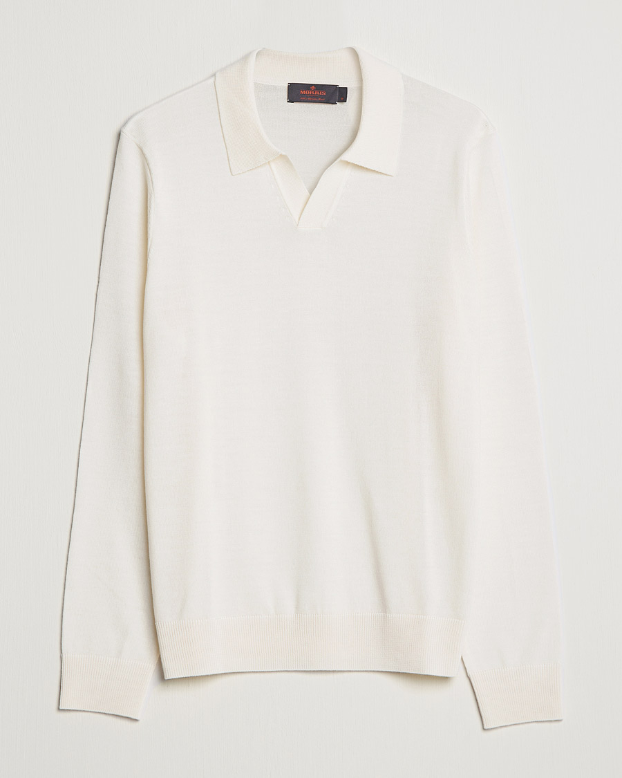 Herr |  | Morris | Delon Merino Knitted Polo Shirt Off White