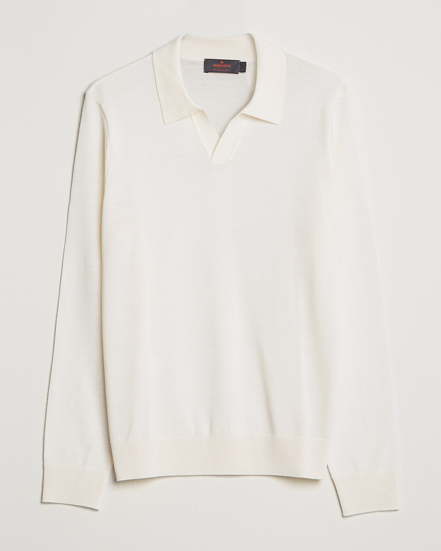 Herr | Tröjor | Morris | Delon Merino Knitted Polo Shirt Off White