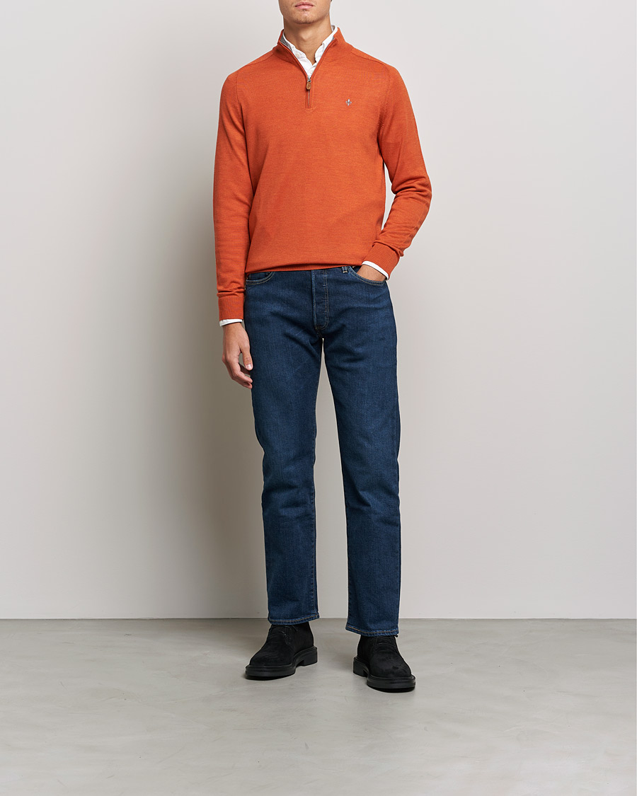 Herr | Tröjor | Morris | John Merino Half Zip Orange