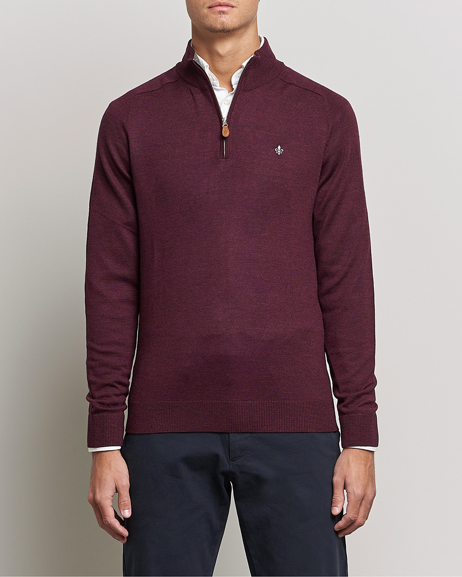 Herr | Tröjor | Morris | John Merino Half Zip Burgundy
