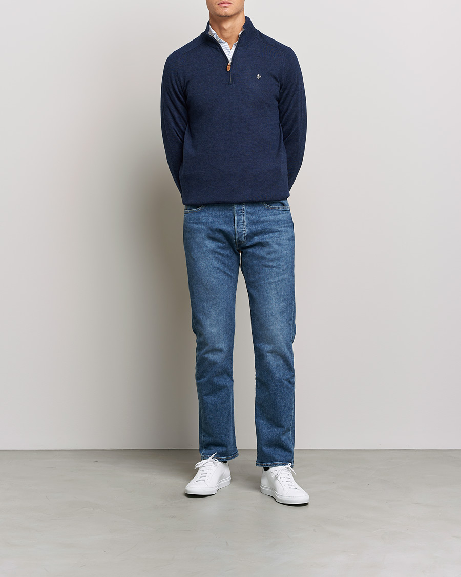 Herr | Tröjor | Morris | John Merino Half Zip Blue