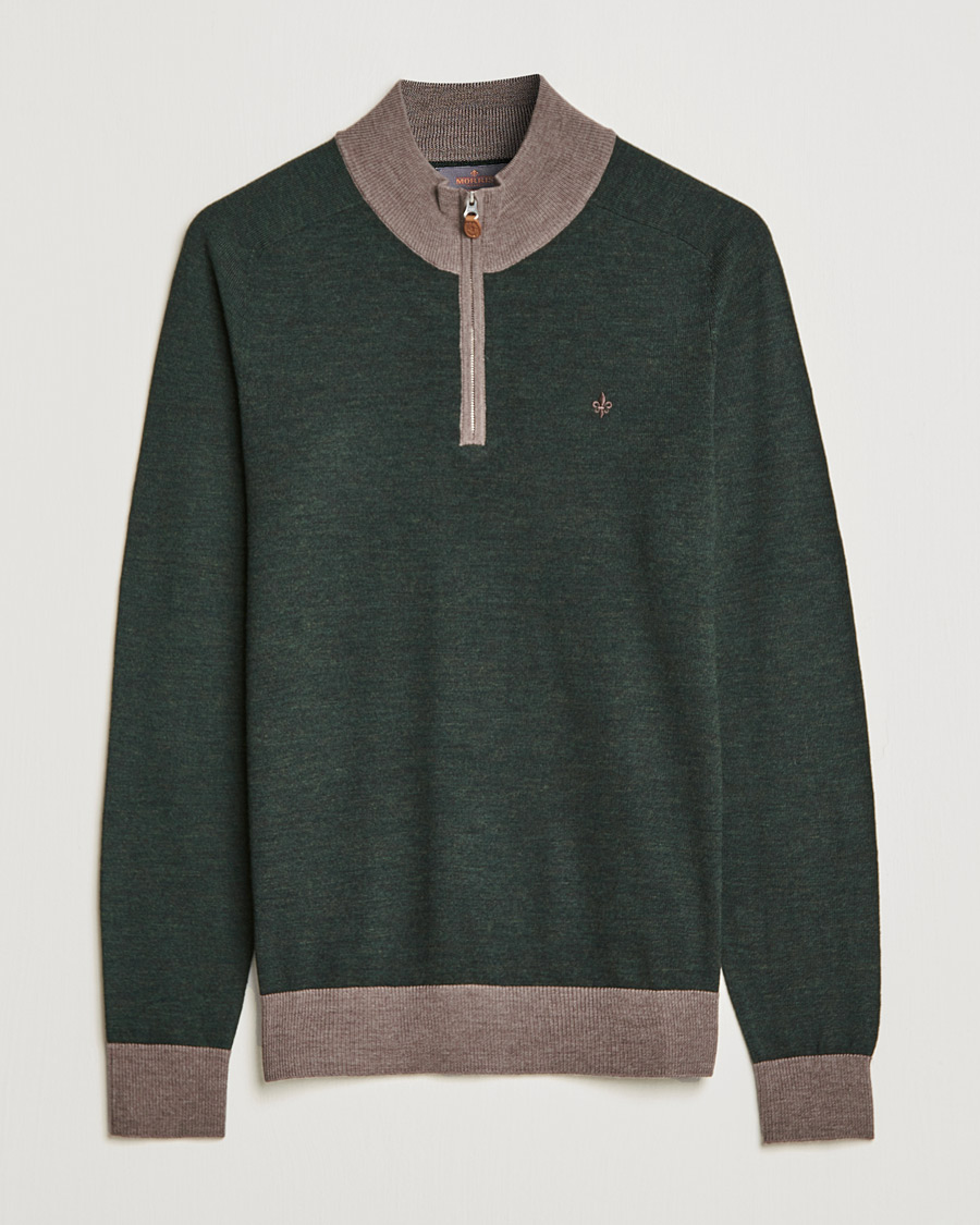 Herr | Tröjor | Morris | John Merino Half Zip Green/Brown