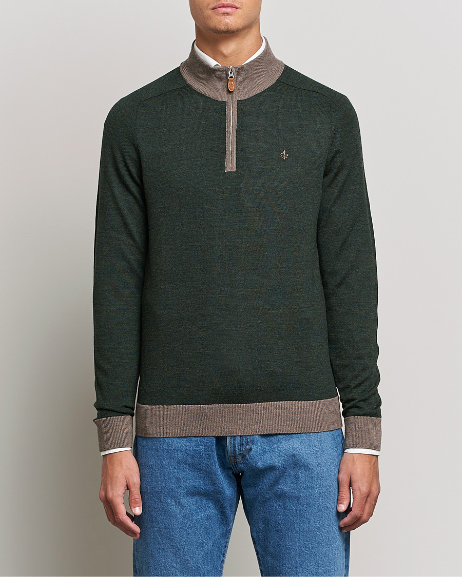 Herr | Tröjor | Morris | John Merino Half Zip Green/Brown