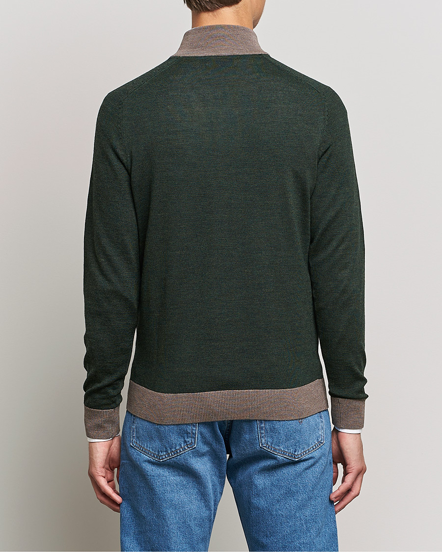 Herr | Tröjor | Morris | John Merino Half Zip Green/Brown