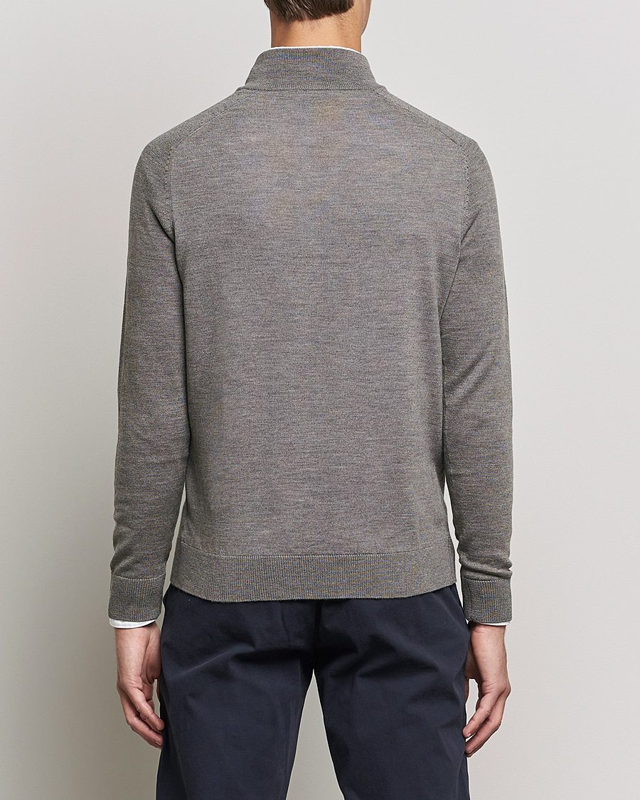 Herr | Tröjor | Morris | John Merino Half Zip Medium Brown Melange