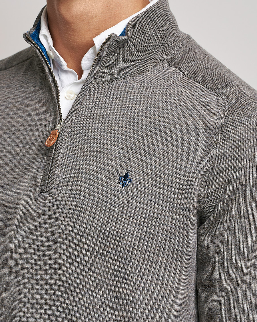 Herr | Tröjor | Morris | John Merino Half Zip Medium Brown Melange