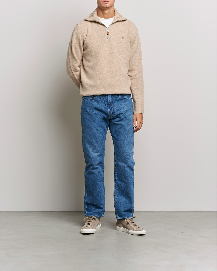 Herr | Tröjor | Morris | Kieran Wool Half Zip Khaki