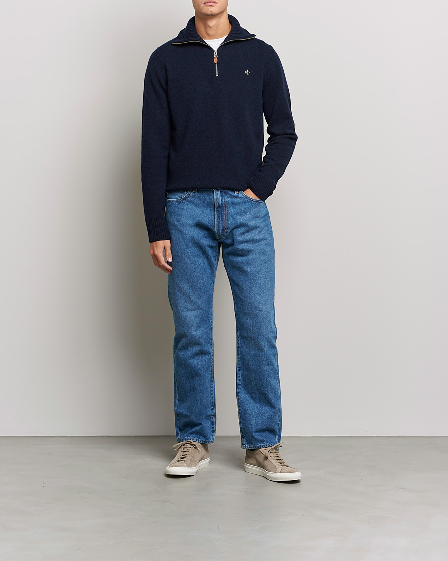 Herr | Tröjor | Morris | Kieran Wool Half Zip Navy