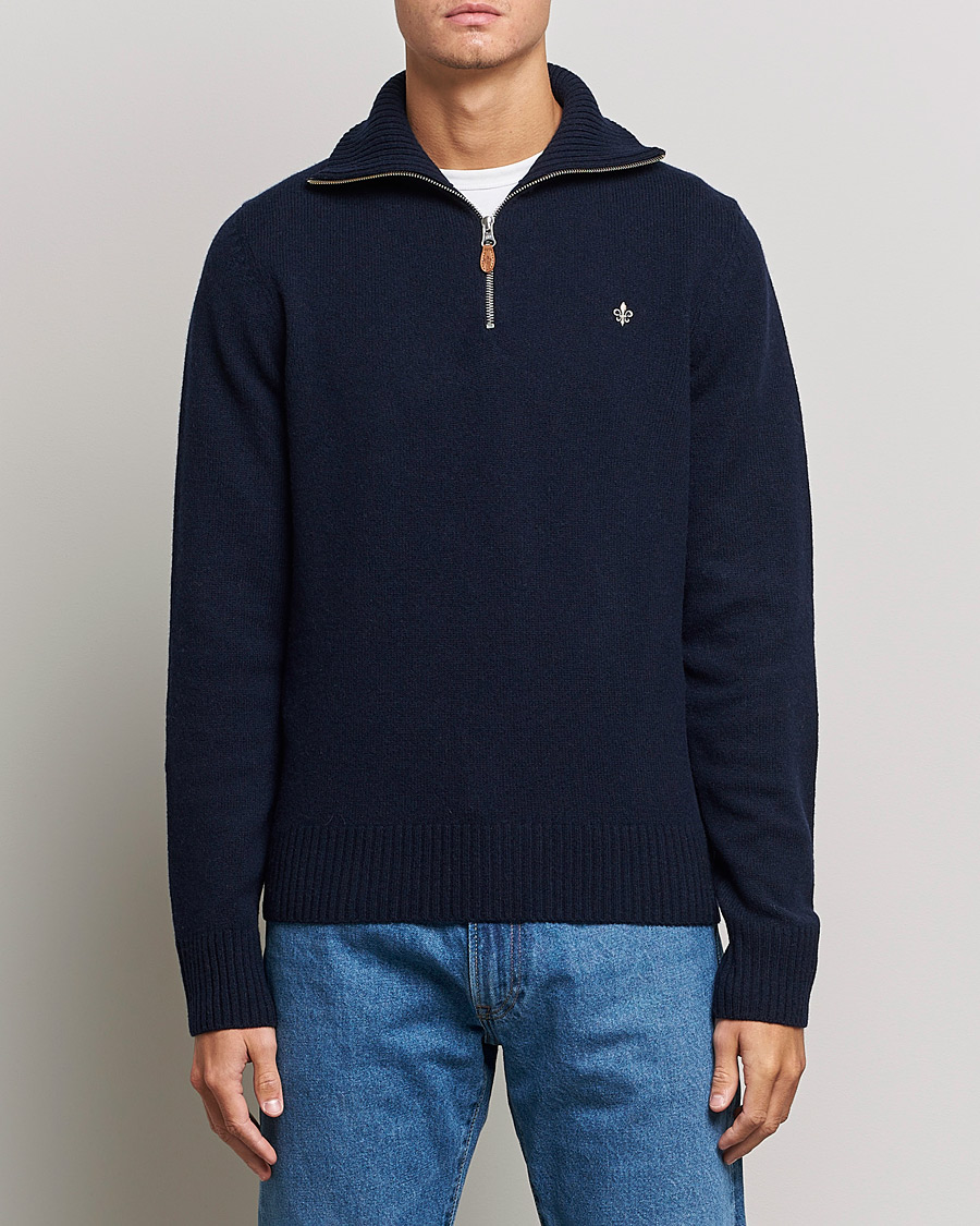 Herr | Tröjor | Morris | Kieran Wool Half Zip Navy