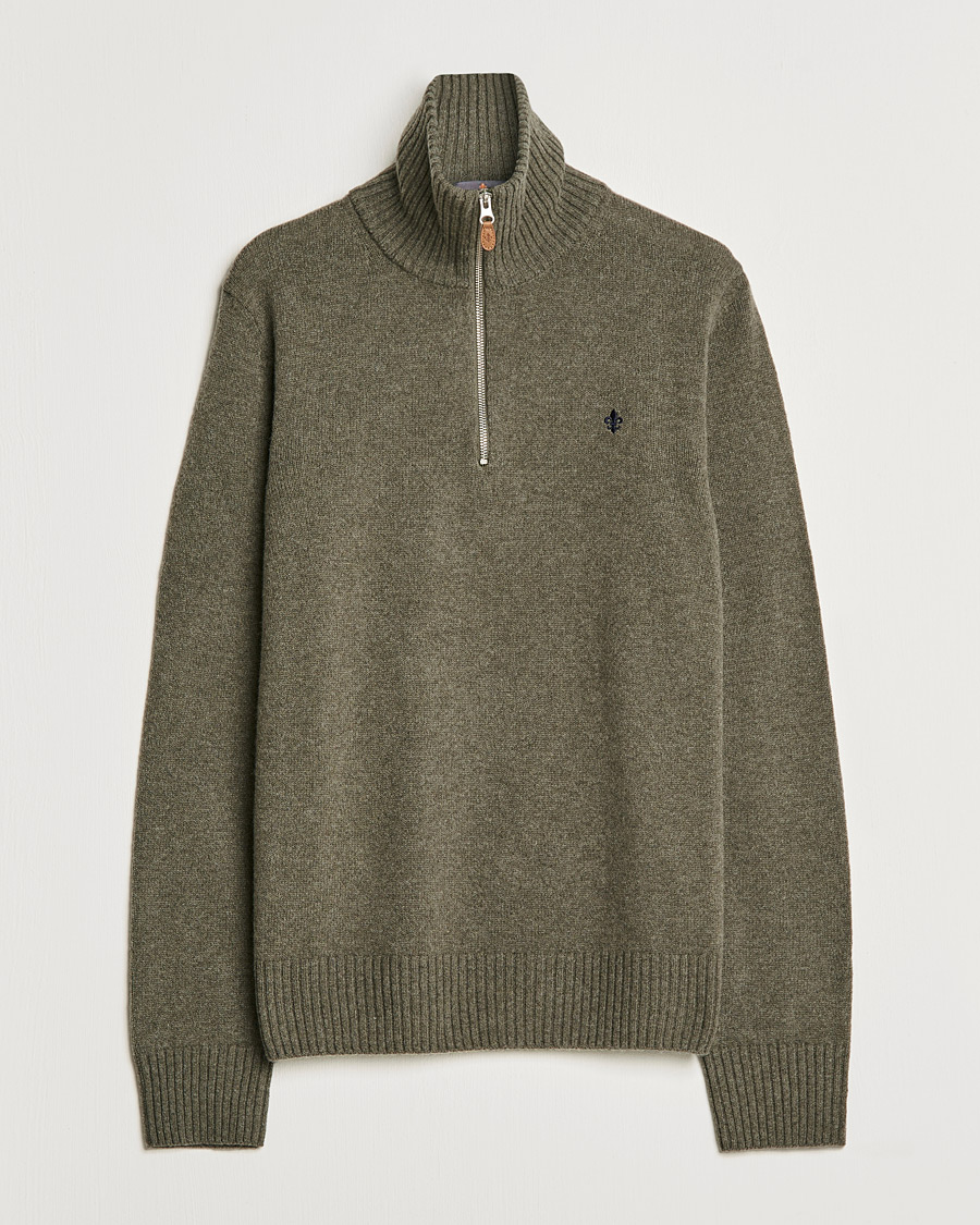 Herr | Tröjor | Morris | Kieran Wool Half Zip Olive
