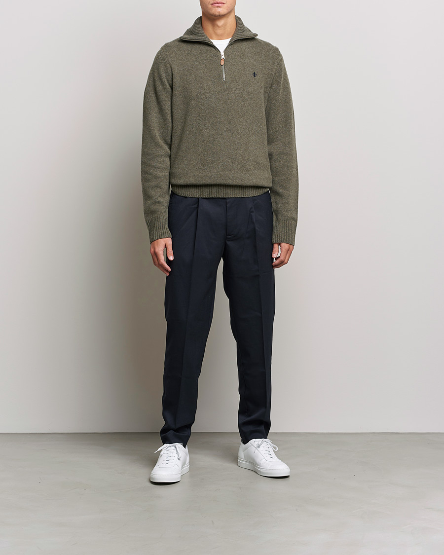 Herr | Tröjor | Morris | Kieran Wool Half Zip Olive