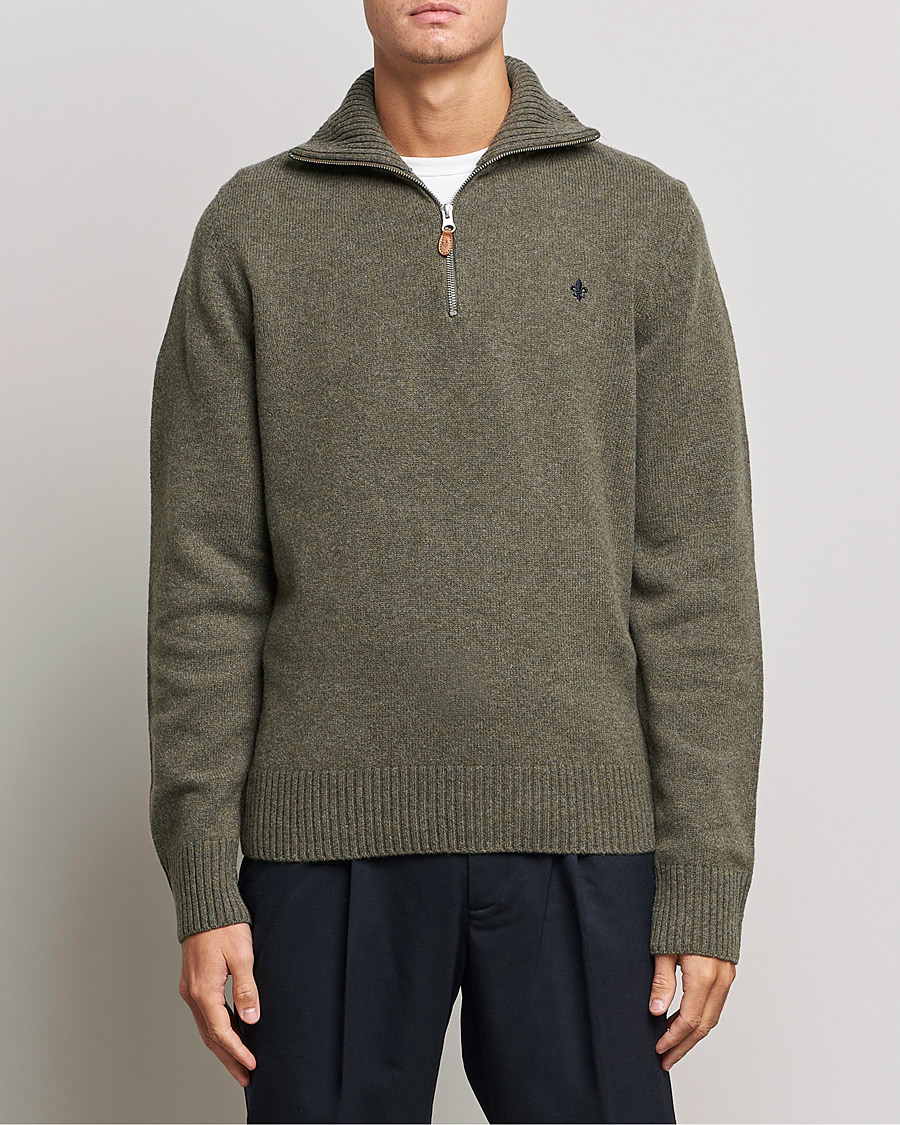Herr | Tröjor | Morris | Kieran Wool Half Zip Olive