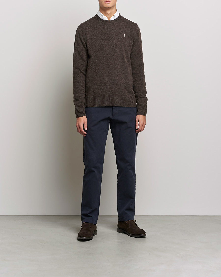 Herr | Tröjor | Morris | Kieran Wool Crew Neck Brown
