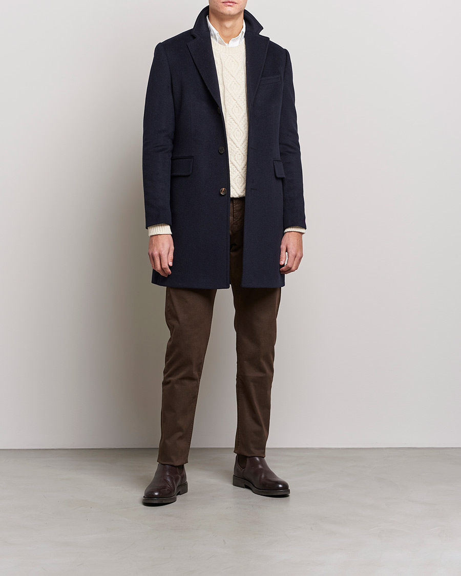 Herr | Jackor | Morris | Wool/Cashmere Coat Navy