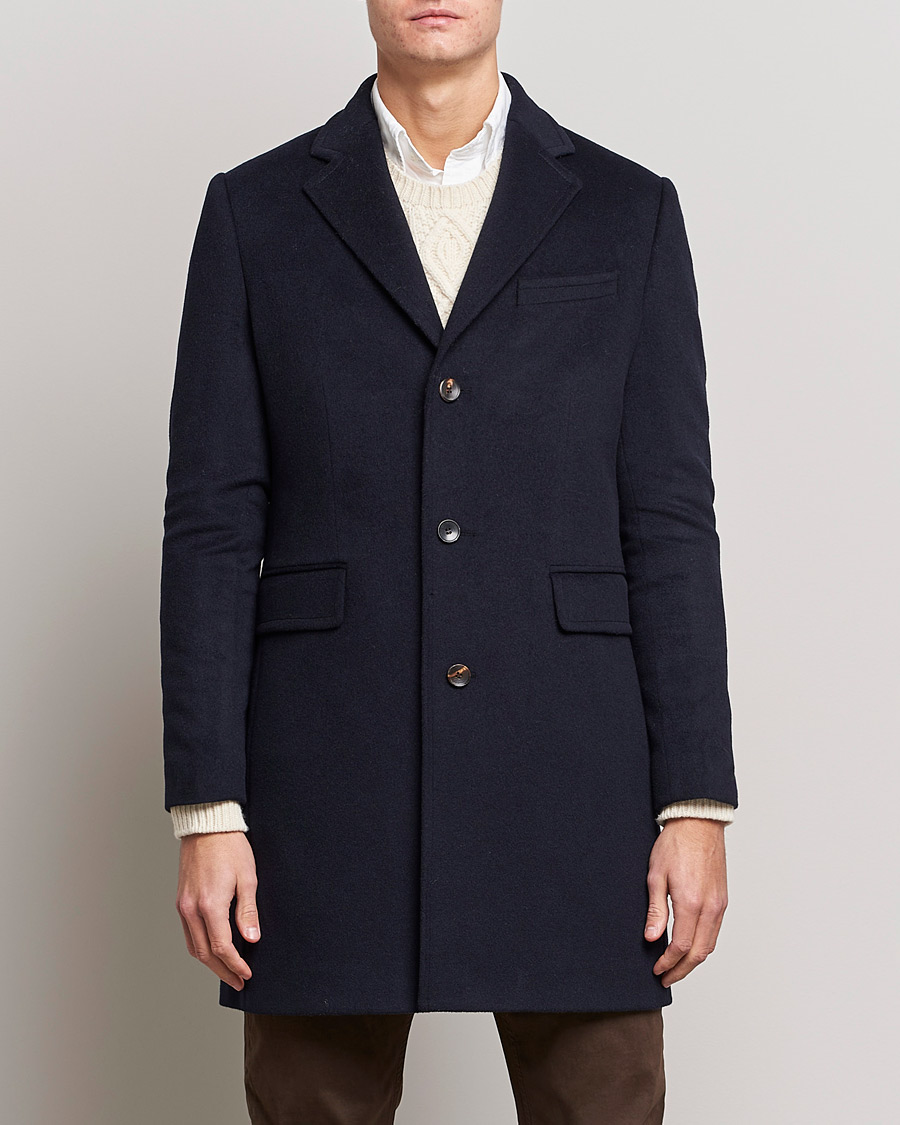 Herr | Jackor | Morris | Wool/Cashmere Coat Navy