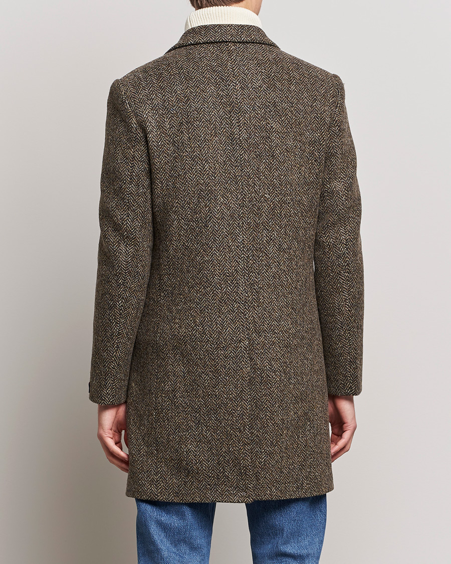 Herr | Jackor | Morris | Wool Herringbone Coat Dark Brown
