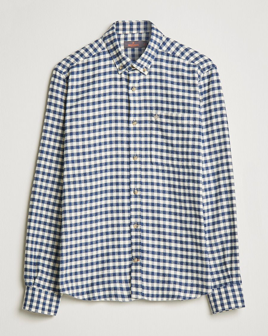 Herr | Skjortor | Morris | Brushed Twill Checked Shirt Navy/White