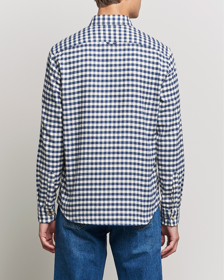 Herr | Skjortor | Morris | Brushed Twill Checked Shirt Navy/White