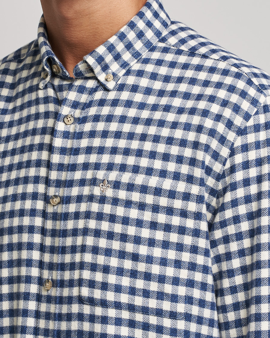 Herr | Skjortor | Morris | Brushed Twill Checked Shirt Navy/White