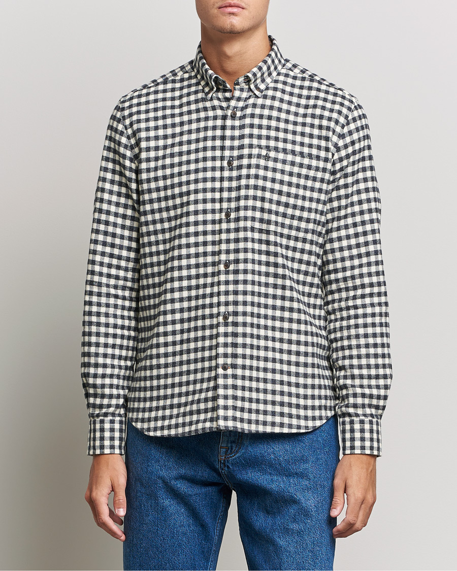 Herr | Flanellskjortor | Morris | Brushed Twill Checked Shirt Grey/White