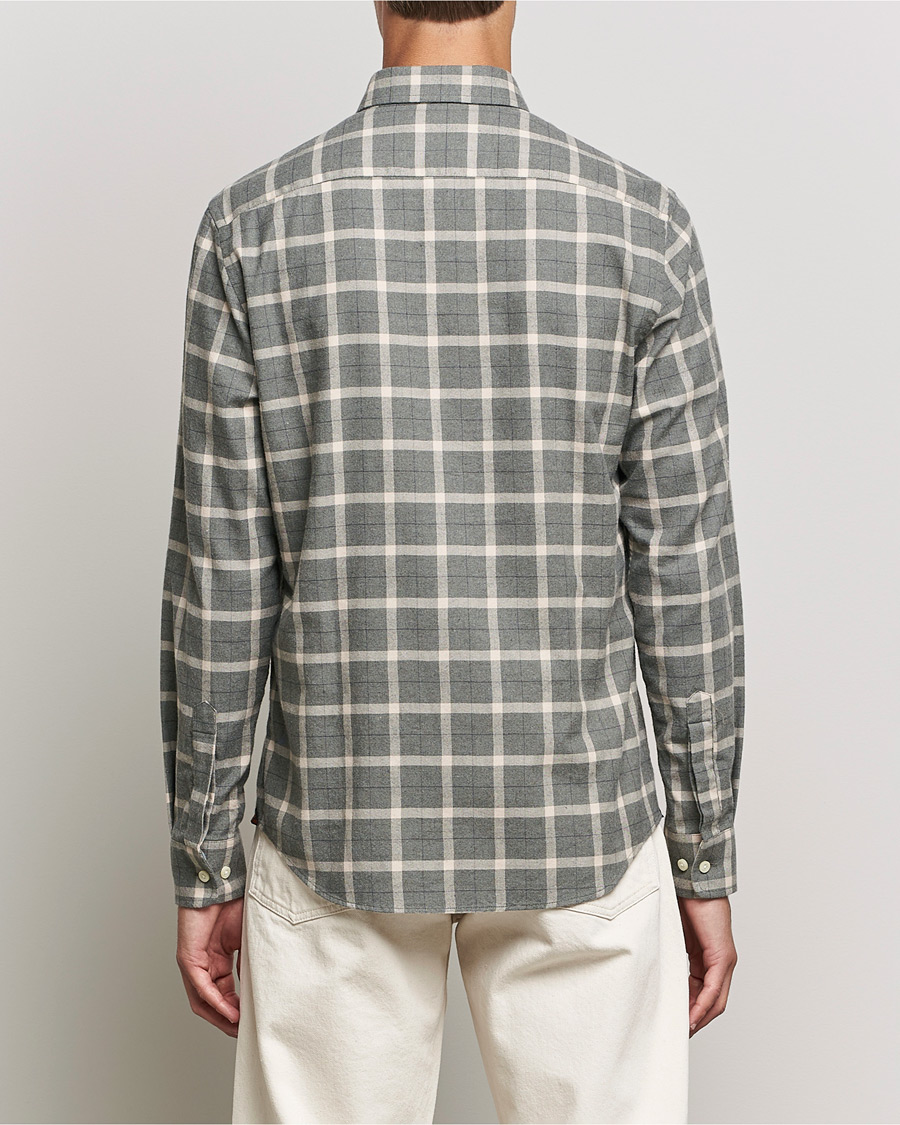 Herr | Skjortor | Morris | Brushed Flannel Checked Shirt Light Grey