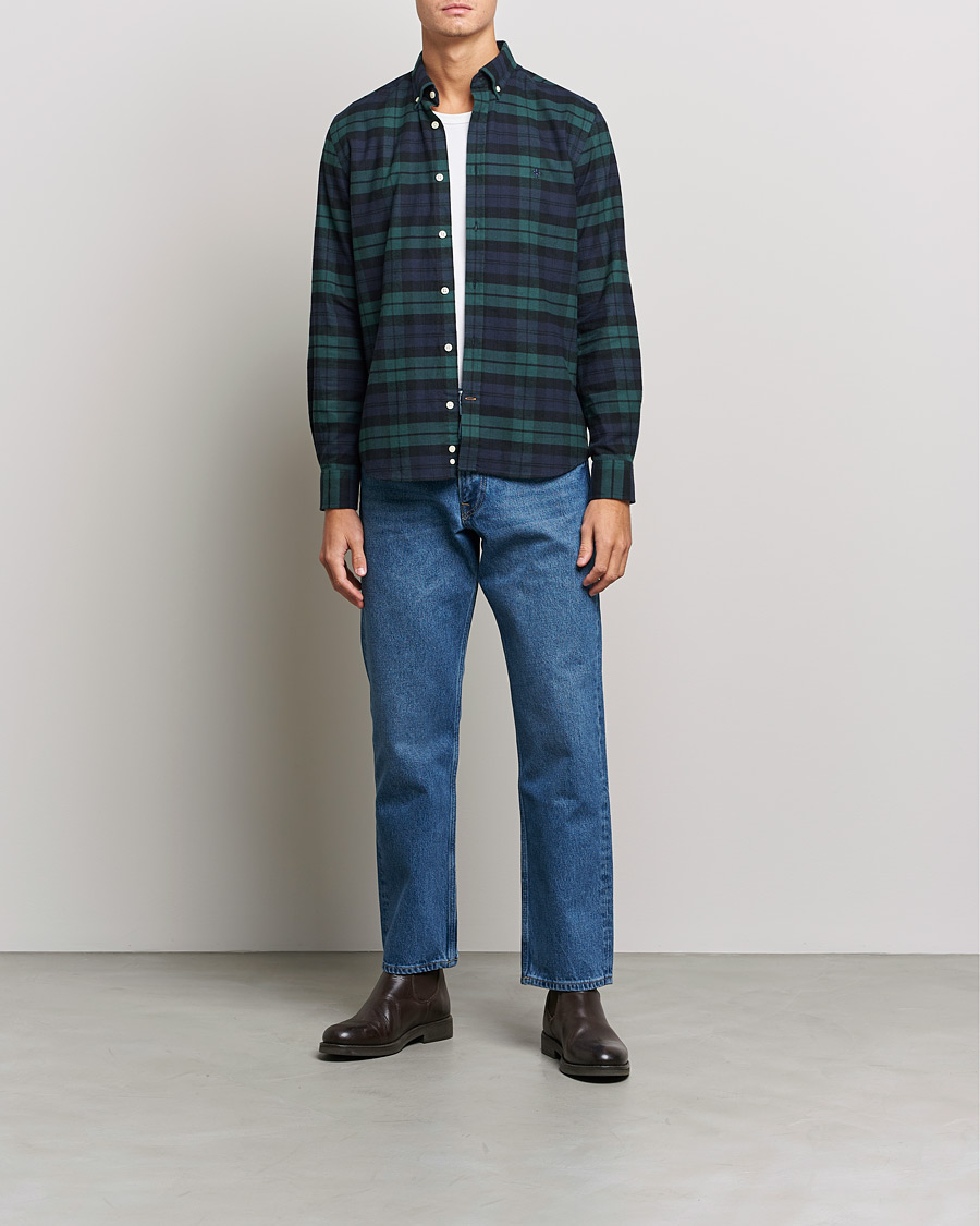 Herr | Skjortor | Morris | Brushed Flannel Checked Shirt Blackwatch