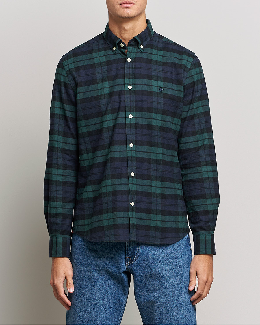 Herr | Skjortor | Morris | Brushed Flannel Checked Shirt Blackwatch
