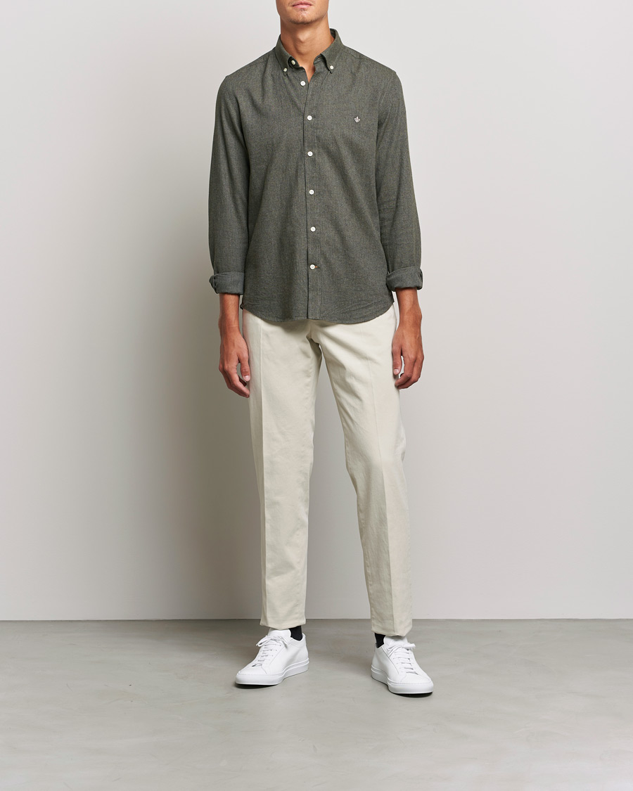 Herr | Flanellskjortor | Morris | Watts Flannel Button Down Shirt Dark Olive