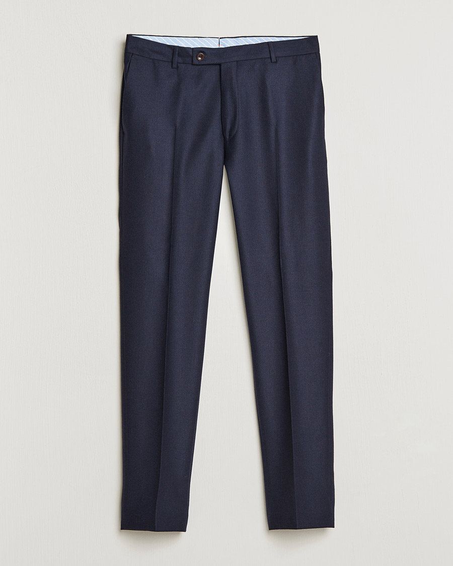 Herr | Byxor | Morris | Bobby Flannel Trousers Navy