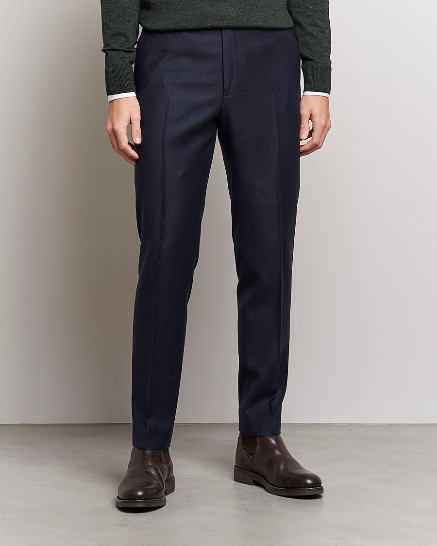 Herr | Byxor | Morris | Bobby Flannel Trousers Navy