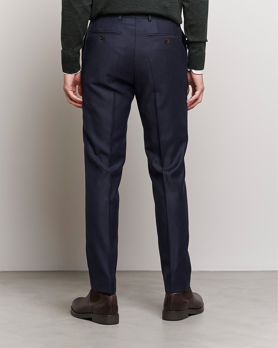 Herr | Byxor | Morris | Bobby Flannel Trousers Navy