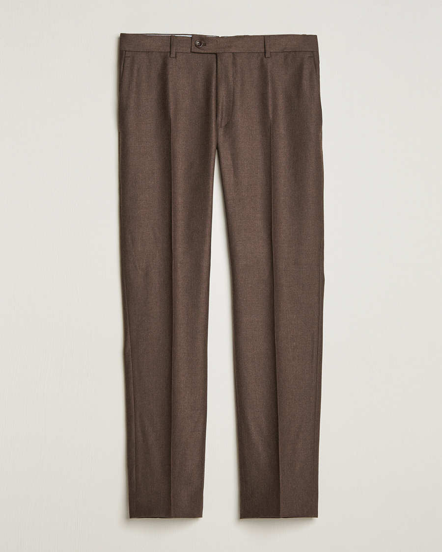 Herr | Byxor | Morris | Bobby Flannel Trousers Brown