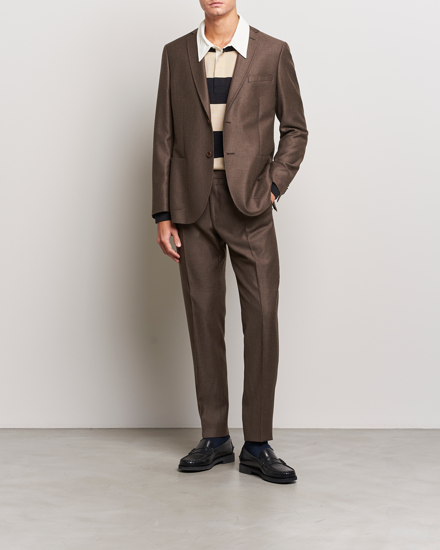 Herr | Byxor | Morris | Bobby Flannel Trousers Brown