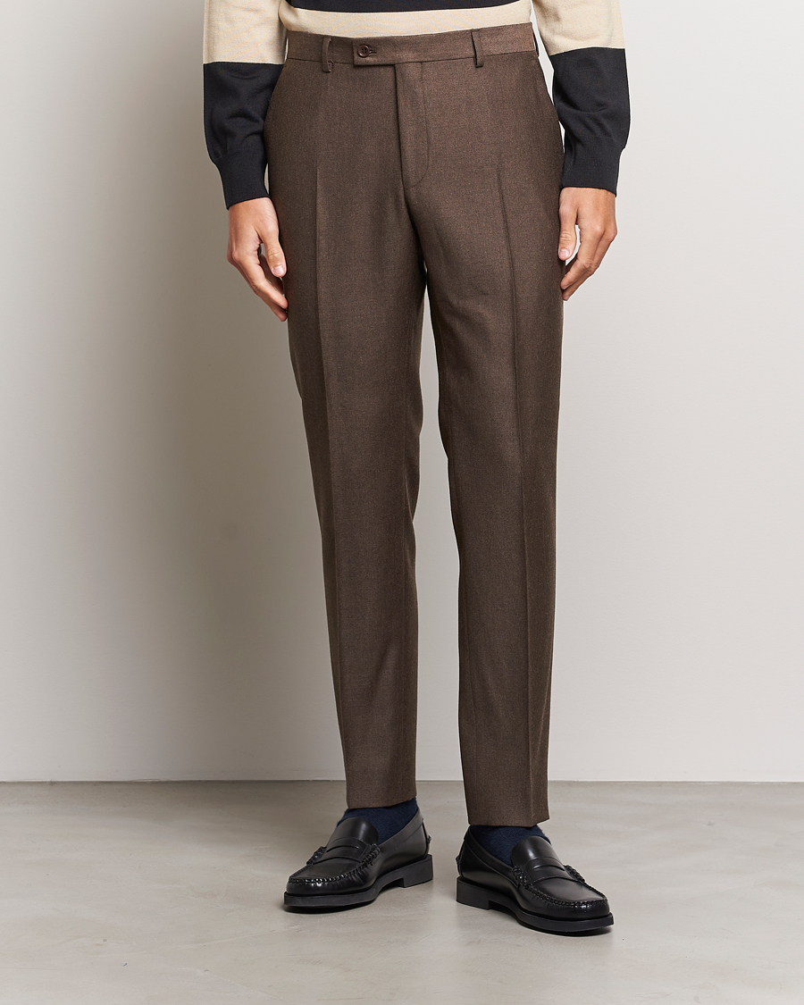 Herr | Byxor | Morris | Bobby Flannel Trousers Brown