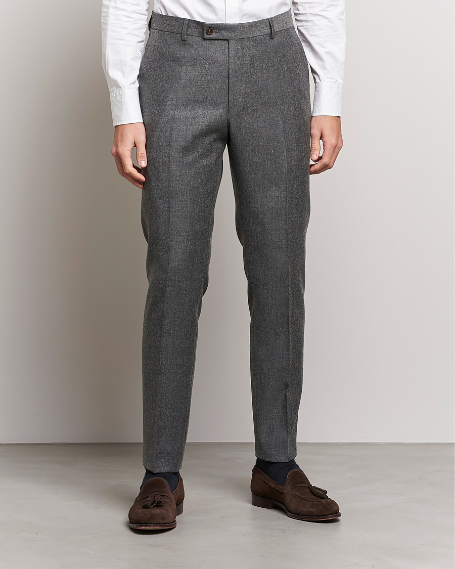 Herr | Byxor | Morris | Bobby Flannel Trousers Light Grey