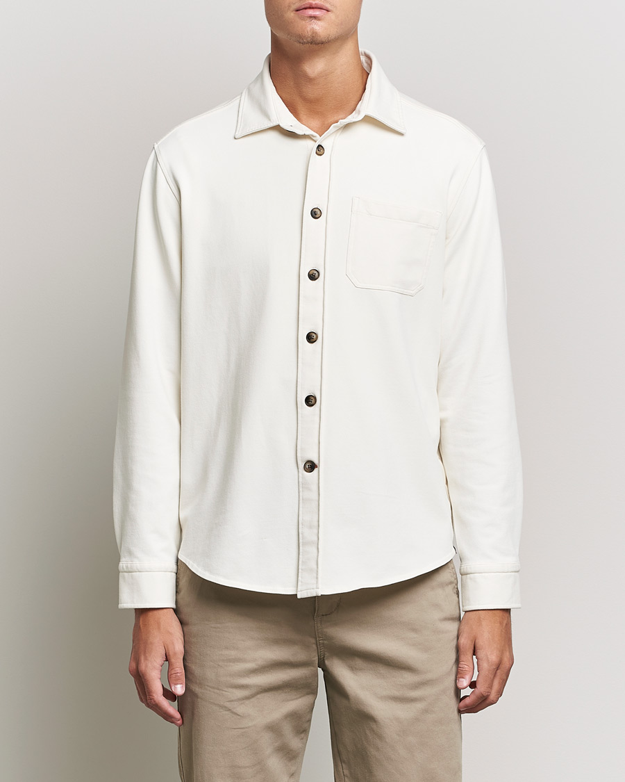 Herr | Skjortor | Morris | Cotton Jersey Overshirt Off White