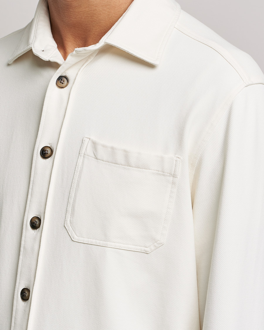 Herr | Skjortor | Morris | Cotton Jersey Overshirt Off White