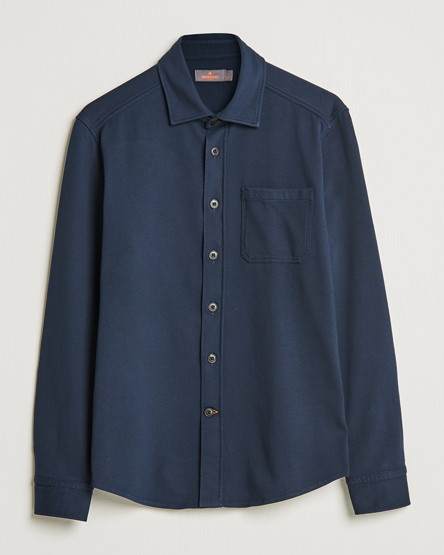 Herr | Skjortor | Morris | Cotton Jersey Overshirt Navy